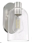 New Hunter 19775 Lochemeade Wall Sconce Brushed Nickel Clear Seeded Glass. Fixed Price $68.00.