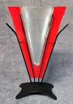 Post Modern Cg Cressida Vase Red Art Glass Christopher Guy Metal Vintage Mabz. Fixed Price $150.00.