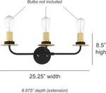 Sunset Lighting Onyx Industrial 3-LIGHT Bathroom Vanity 100W Black & Gold F28003. Fixed Price $129.99.