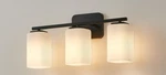 Kawoti 21" 3-LIGHT Blk Clemmon Vanity W/ Square Frosted White Glass Shades. Fixed Price $39.50.