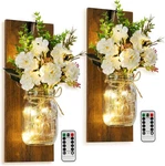 Set Of 2 Mason Jar Sconces Rustic Hanging Wall Lights Dimmable Timer Home Decor. Fixed Price $24.87.