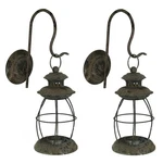 Zeckos Set Of 2 Distressed Black Wall-mounted Metal Candle Sconces Lanterns. Fixed Price $59.99.