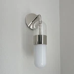 Mitzi H126101-PN Modern Wall Sconce Polished Nickel Metal Glass Round Shade. Fixed Price $60.00.
