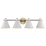 Bel Air Forge 31.75 In. 4-LIGHT White & Gold Vanity W/ Metal Shades. Fixed Price $38.57.