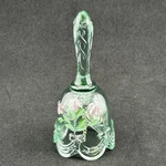 Fenton Optic Art Glass Bell Light Green Handpainted Floral Signed George. Fixed Price $18.00.