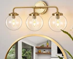 Gold Bathroom Vanity Fixture Modern Brass 3 Lights Clear Glass New Quality. Fixed Price $63.70.