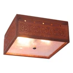 Rustic Tin Flush Mount Ceiling Light Handcrafted Chisel Design Seedy Glass. Fixed Price $187.45.
