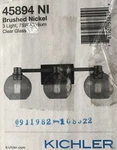Kichler Harmony 24.5 In. 3-LIGHT Brushed Nickel Vanity Clear Glass Shades. Fixed Price $40.72.