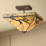 Budding Branch Tiffany Style Ceiling Light Semi Flush Mount Fixture 14" Bronze. Fixed Price $299.99.