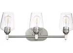 3 Bathroom Vanity With Dual Glass Brushed Nickel Wall Mounted Lights. Fixed Price $57.00.