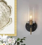Zevni Modern 1-LIGHT Brass Gold Wall Sconce, Black Vanity. Fixed Price $27.95.