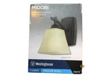 Westinghouse Midori "light" Oil Rubbed Bronze, Amber Linen Glass, Wall Scronce. Fixed Price $39.95.