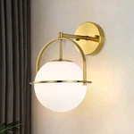 Modern Gold Wall Sconce Light 7.1'' Frosted Glass Globe Lamp For Bedroom. Fixed Price $49.99.
