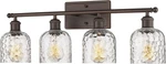 Vintage 4-LIGHT Bathroom Vanity Fixture, Oil Rubbed Bronze With Hammered Glass. Fixed Price $183.99.