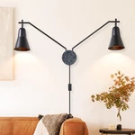 Large Black Swing Arm Wall Sconce With Adjustable Bell Shade For Home Decor. Fixed Price $172.99.