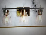 Uolfin 24 In. 3-LIGHT Transitional Bathroom Vanity Black And Brass Sconce. Fixed Price $69.95.