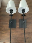 Wall Sconce Set Of 2 White Fabric Shades Hardwired Indoor Industrial. Fixed Price $29.90.
