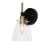 Zevni A04671 1-LIGHT Black And Modern Brass Wall Sconce With Clear Glass Shade. Fixed Price $74.99.