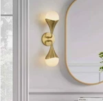 Huoku Dropwater 18.3 In. 2-LIGHT Aged Brass Gold W/glossy Glass Vanity. Fixed Price $35.00.