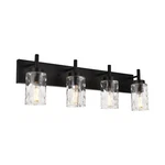 Bonlicht 4 Wall Vanity Bathroom Lights With Clear Hammered Glass In Bla.... Fixed Price $177.51.