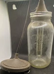 Ball Wide Mouth Jar Pendant Light Clear Glass Metal Fixture By Litex 2015. Fixed Price $35.00.