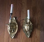 2 North American Brass Wall Sconce Lamp Light Fixture 4.5"W 10"H. Fixed Price $54.99.
