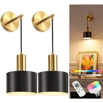 Niorsun Battery Operated Wall Sconce Set Of 2, Gold & Black Wireless Recharge.... Fixed Price $77.95.