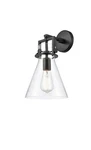 Innovations Newton Light Wall Sconce, Amber Bulb, Black/cone 411-1W-BK-8CL. Fixed Price $189.00.