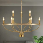 Brighten Dining Spaces - 30IN Gold 9 Light Chandelier Mid Century Modern. Fixed Price $259.99.