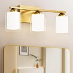Quntis Gold Bathroom Fixtures, 3 Modern Vanity Lights Over Mirror.... Fixed Price $129.16.