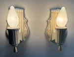 Vtg Porcelain Sconce Light Pair Bathroom Ceramic Wall Fixture Art Deco Usa #M95. Fixed Price $229.99.