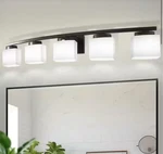 Yansun 41 5-LIGHT Matte Black Vanity One Shade Chipped. Fixed Price $61.60.