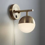 Luna Modern Wall Lamp Brass Plug-in 5 1/2" Fixture Frosted Glass For Bedroom. Fixed Price $79.95.