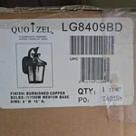 Quoizel LG8409BD Outdoor Wall Sconce Burnished Copper 100W 8"W X 15"H. Fixed Price $58.00.