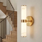 2 Pack 14 Inch Warm White Gold Marble Indoor Sconce Textured Wall Light Fixture. Fixed Price $66.99.