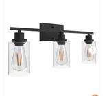 Hampton Bay 24 In. 3-LIGHT Matte Black Bathroom Vanity. Fixed Price $45.99.