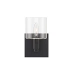 Eurofase Decato Light Sconce, Black/clear Glass Cylinder Shade 46811-011. Fixed Price $77.00.