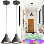 Battery Operated Pendant Light Set Of 2, Rgb Color Changing Rechargeable Hang.... Fixed Price $108.12.