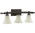Quorum 5077-3-86 Aspen 27.25" 3-LIGHT Linen Glass Bath Vanity Oiled Bronze. Fixed Price $189.50.