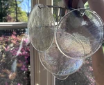1970'S Vistosi Sconces Iridescent Clear Murano Glass Wall Lighting 6 Discs Each. Fixed Price $295.00.