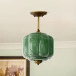 Milk Glass Ceiling Light Fixture - Antique Brass Semi Flush Mount Pendant Lig.... Fixed Price $195.39.