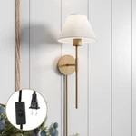 Millie Plugin Wall Sconce Light Fixture Cotton Shade/brass - Nathan James. Fixed Price $53.99.