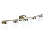 5 Brushed Nickel Vanity Lighting Fixture With Milky White Glass Shade F.... Fixed Price $194.33.