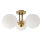 Pirxxiy Brass 3 Lights Semi Flush Mount Ceiling Fixture, Frosted Glass .... Fixed Price $132.20.
