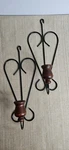 Wall Candle Sconce Set Metal Wood Scroll Farmhouse Rustic Decor Pair. Fixed Price $24.00.