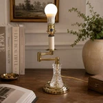 Vtg Leviton Swing Arm Desk Lamp Crystal Brass Hollywood Regency Table Light. Fixed Price $59.99.