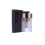 Craftmade Bond Street Light Wall Sconce, Black/brass/clear Ribbed - 11805FBSB1. Fixed Price $49.99.