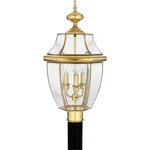 Quoizel NY9043 Brass Newbury 3-LIGHT 23"H Post Lantern With Clear Glass. Fixed Price $223.99.