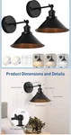 Bailoch Modern Battery Operated Led Wall Sconce Set Of 2 Matte Black Cone Shade. Fixed Price $36.74.