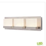 Home Decorators Alberson Collection 3-LIGHT Brushed Nickel Led Vanity. Fixed Price $49.99.
